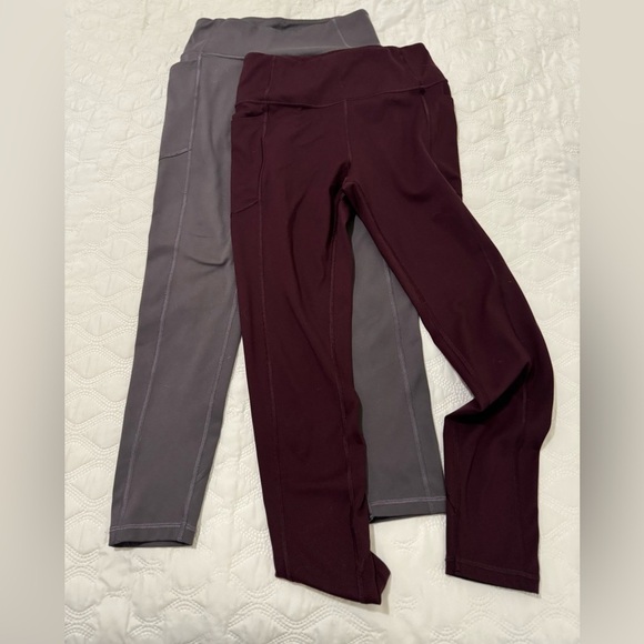 Victoria Secret Burgundy/Maroon & Grey Leggings w/Pockets - Size small (2 pair) - Picture 1 of 14